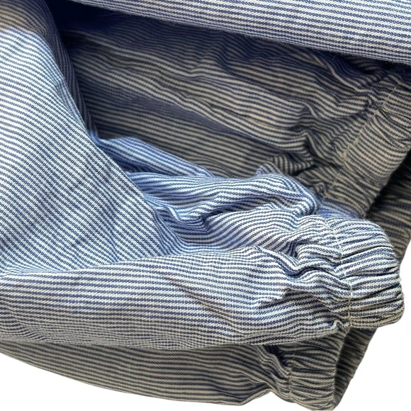 Anthropologie Maeve Bretta Poplin Striped Cold Shoulder Top Blue Size Large - Picture 5 of 6